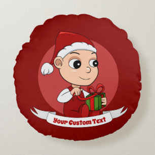 Niedlicher Weihnachtsbaby Cartoon Round Kissen