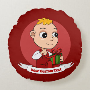 Niedlicher Weihnachtsbaby Cartoon Round Kissen