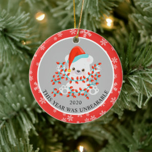 Niedlicher Weihnachtsbär 2020 Keramik Ornament