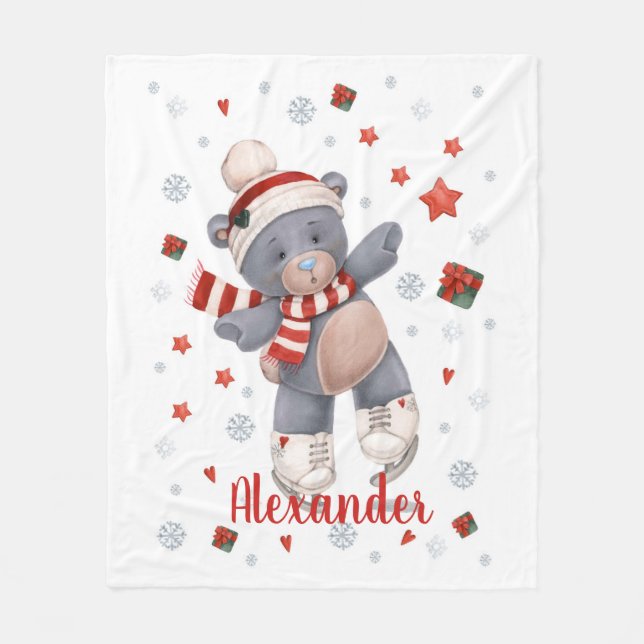 Niedlicher Weihnachtsbär Fleecedecke (Vorderseite)