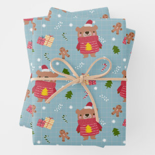 Niedlicher Weihnachtsbär Geschenkpapier Set