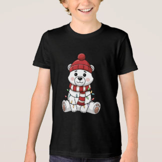 Niedlicher Weihnachtsbär in Lights ummantelt Tri-Blend Shirt