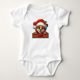 Niedlicher Weihnachtsbär Individuelle Name Baby Bo Baby Strampler