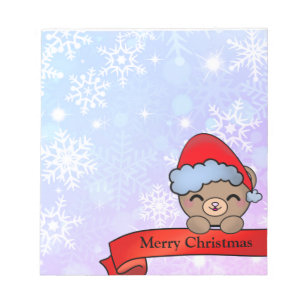 Niedlicher Weihnachtsbär mit Schneeflocken Notizblock