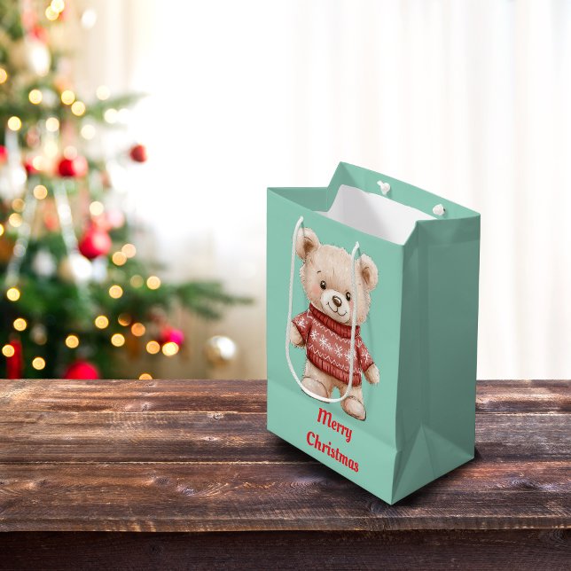 Niedlicher Weihnachtsbär Mittlere Geschenktüte (Von Creator hochgeladen)