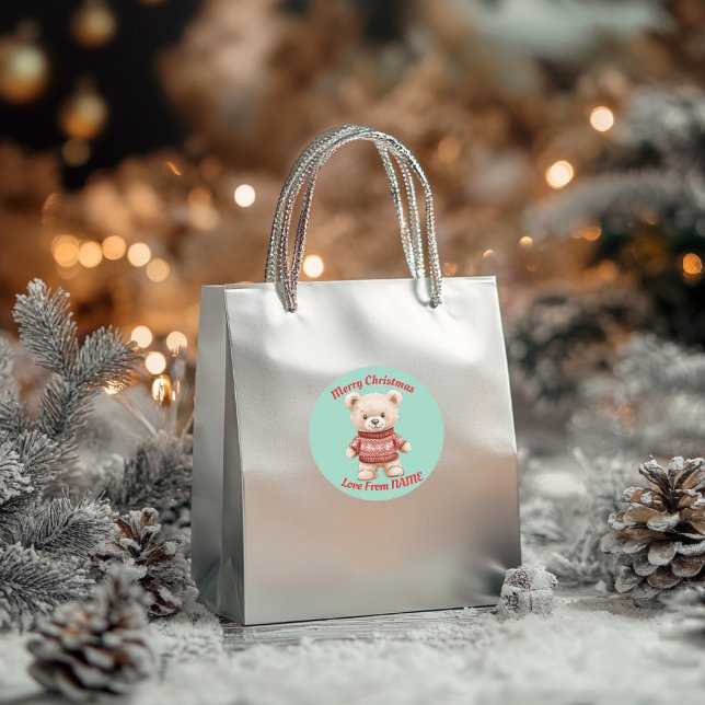 Niedlicher Weihnachtsbär Runder Aufkleber (Von Creator hochgeladen)