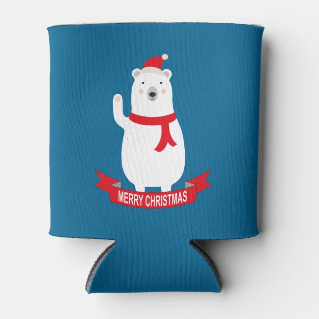 Niedlicher Weihnachtsbär sagt Hallo Dosenkühler (Vorderseite)