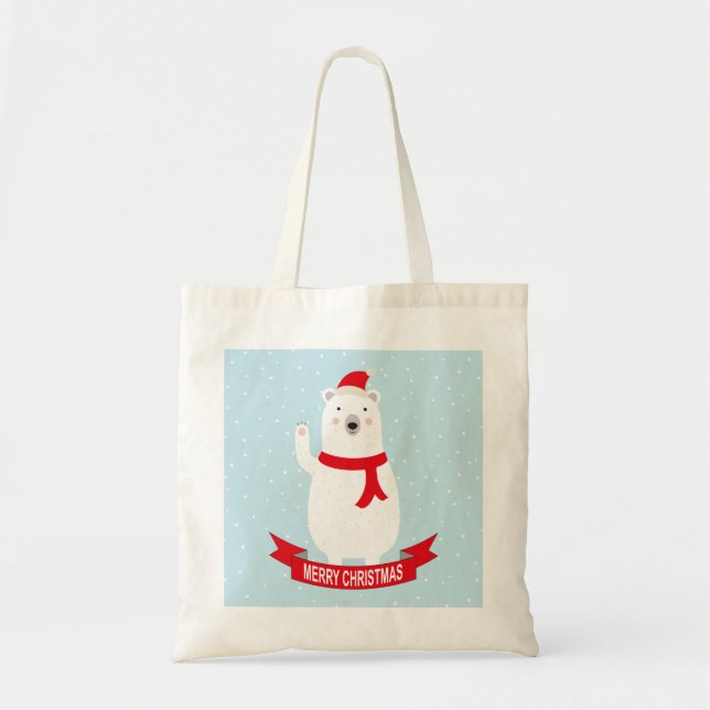 Niedlicher Weihnachtsbär sagt Hallo Tragetasche (Vorne)