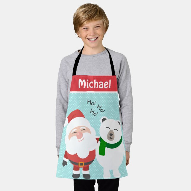 Niedlicher Weihnachtsbär und Eisbär Personalisiert Schürze (Getragen)