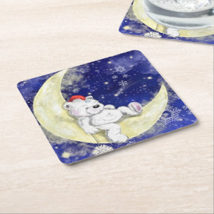 Niedlicher Weihnachtsbärenpapier-Untersetzer Rechteckiger Pappuntersetzer