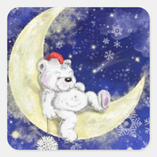 Niedlicher Weihnachtsbärensticker Quadratischer Aufkleber