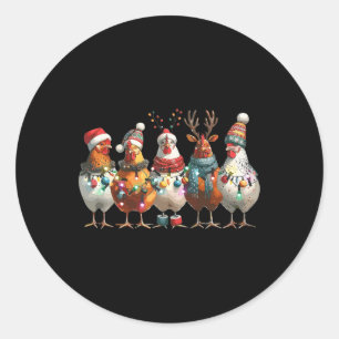 Niedlicher Weihnachtsbauernhof Funny Funny Chicken Runder Aufkleber