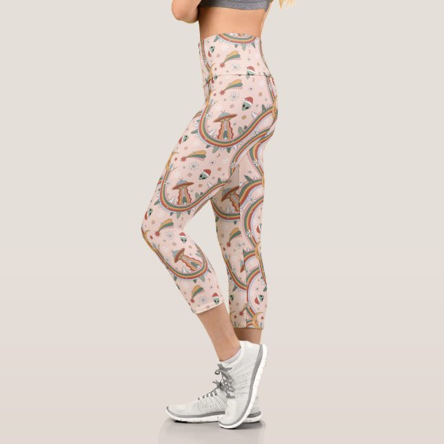 Niedlicher Weihnachtsbaum Alien Rainbow Holiday Pa Capri Leggings (Links)