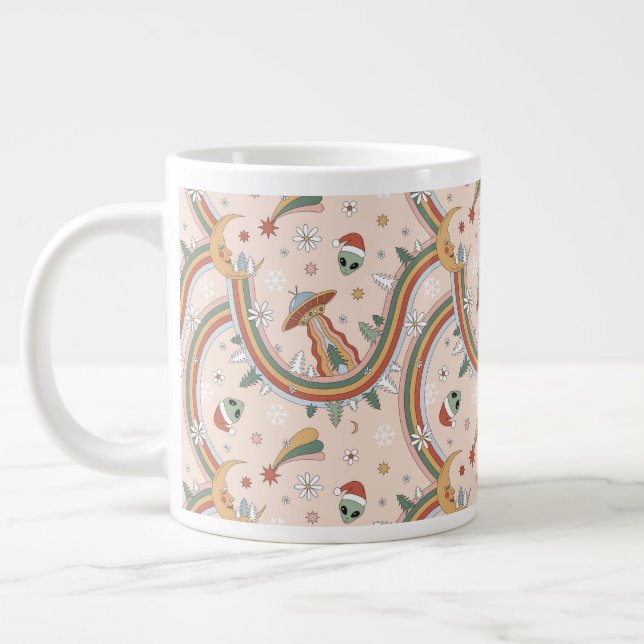 Niedlicher Weihnachtsbaum Alien Rainbow Holiday Pa Jumbo-Tasse (Links)