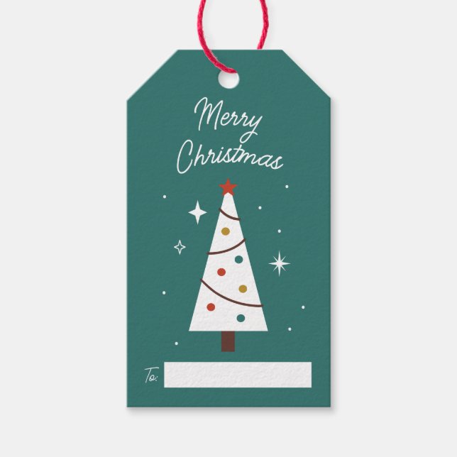 Niedlicher Weihnachtsbaum Aquamarin anpassbar Geschenkanhänger (Vorderseite)