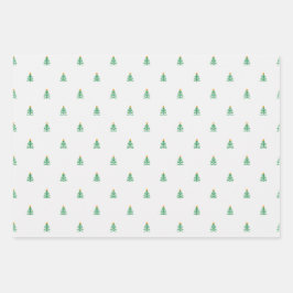 Niedlicher Weihnachtsbaum auf Weiß Geschenkpapier Set