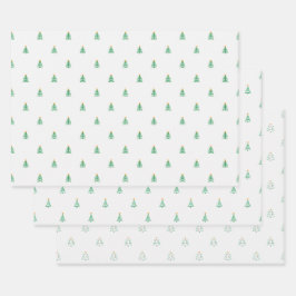 Niedlicher Weihnachtsbaum auf Weiß Geschenkpapier Set