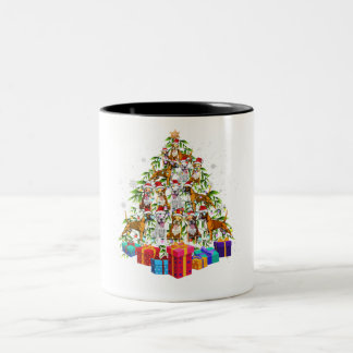Niedlicher Weihnachtsbaum Boxer Dog Familie Weihna Zweifarbige Tasse