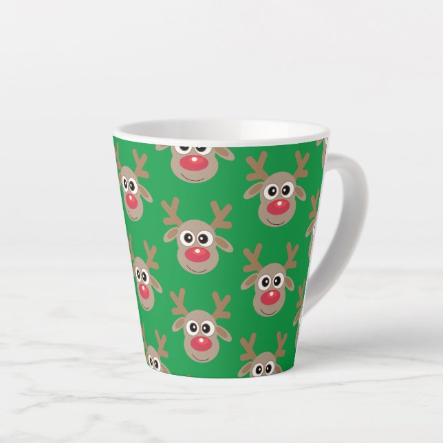 Niedlicher Weihnachtsbaum Cartoon Pattern Green Milchtasse (Rechte Ecke)