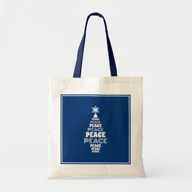 Niedlicher Weihnachtsbaum Custom Initial Blue Tragetasche (Vorne)