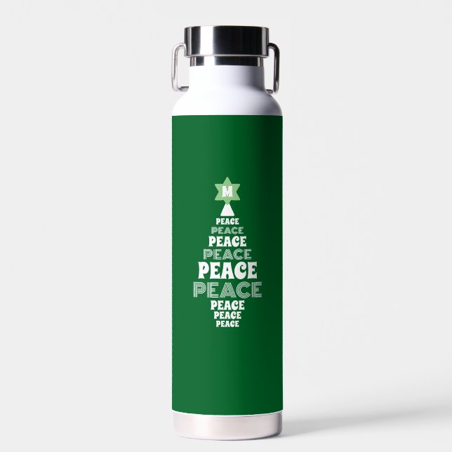 Niedlicher Weihnachtsbaum Custom Initial Green Trinkflasche (Vorne)