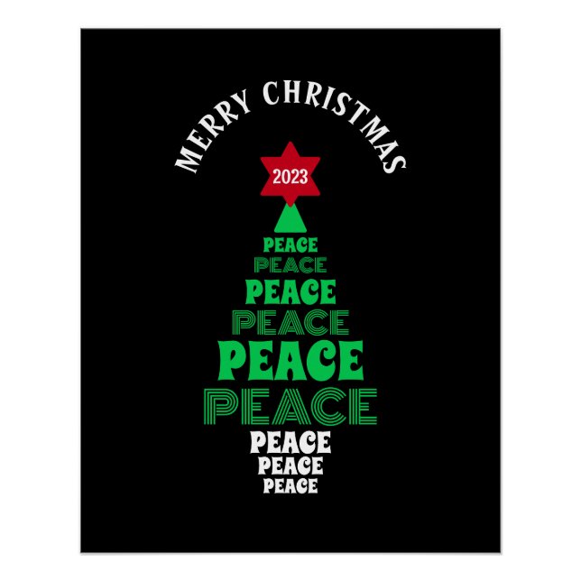 Niedlicher Weihnachtsbaum Custom Year Black Poster (Vorderseite)