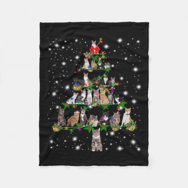 Niedlicher Weihnachtsbaum der Katze, gedeckt durch Fleecedecke (Vorderseite)