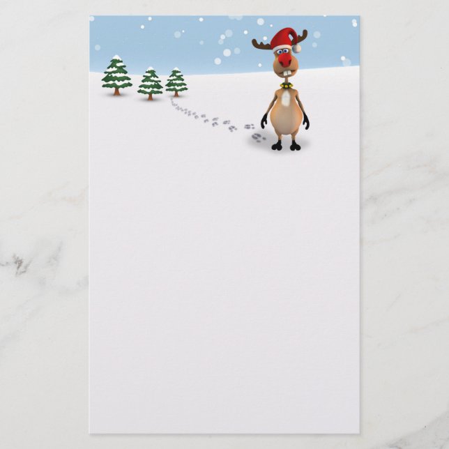 Niedlicher Weihnachtsbaum der Rentiere - Stationie Briefpapier (Vorderseite)