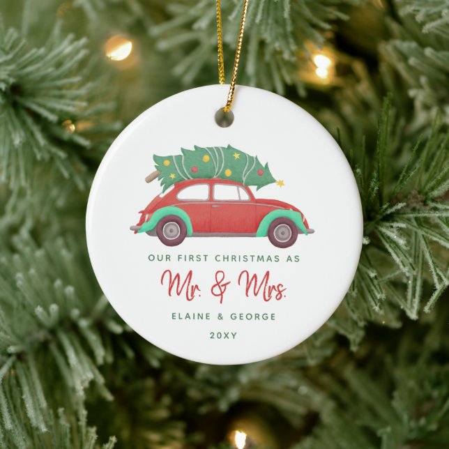 Niedlicher Weihnachtsbaum des Red Car Keramik Ornament (Baum)