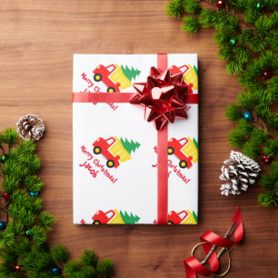 Niedlicher Weihnachtsbaum für Kinder auf LKW Geschenkpapier