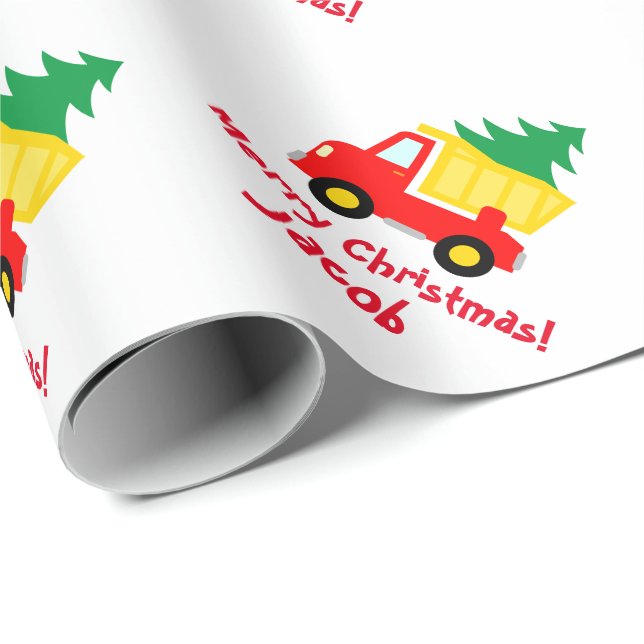 Niedlicher Weihnachtsbaum für Kinder auf LKW Geschenkpapier (Rolleneckpunkt)