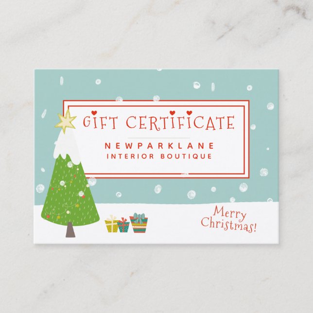 Niedlicher Weihnachtsbaum - Geschenkgutschein Visitenkarte (Vorderseite)