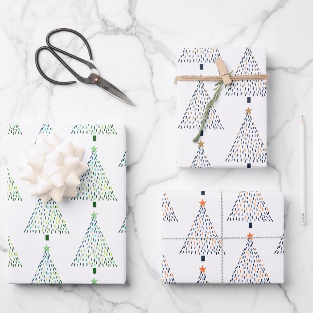 Niedlicher Weihnachtsbaum Geschenkpapier Set (Vorderseite)