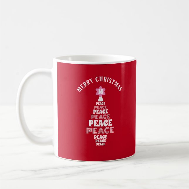 Niedlicher Weihnachtsbaum Initial in Star Red Kaffeetasse (Links)