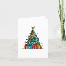 Niedlicher Weihnachtsbaum mit Geschenken Feiertagskarte