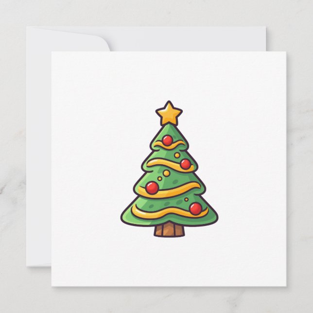 Niedlicher Weihnachtsbaum mit Ornamenten Feiertagskarte (Vorderseite)