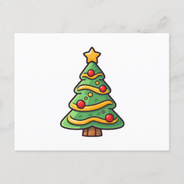 Niedlicher Weihnachtsbaum mit Ornamenten Feiertagspostkarte
