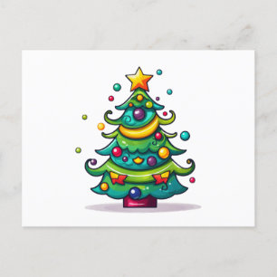 Niedlicher Weihnachtsbaum mit Ornamenten Feiertagspostkarte