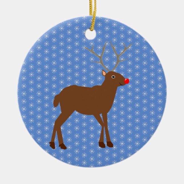 Niedlicher Weihnachtsbaum mit Roter Nase Keramik Ornament (Vorne)