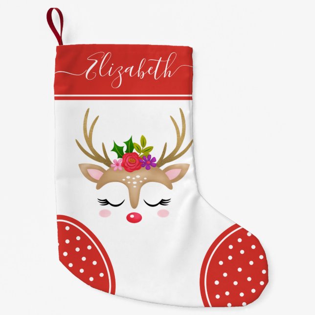 Niedlicher Weihnachtsbaum-Monogram-Strumpf Kleiner Weihnachtsstrumpf (Vorderseite)