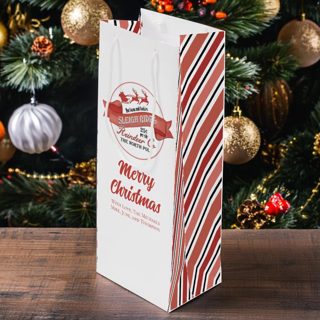 Niedlicher Weihnachtsbaum Red Custom Geschenktüte Für Weinflaschen (Merry Christmas custom wine gift bag. )
