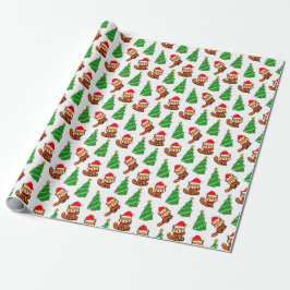Niedlicher Weihnachtsbaum Red Panda Weihnachtsmann Geschenkpapier