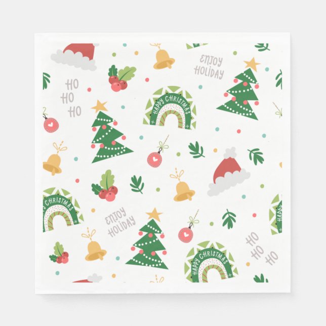 Niedlicher Weihnachtsbaum Regenbogen Serviette (Vorderseite)