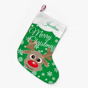 Niedlicher Weihnachtsbaum Reindei Green White Scri Kleiner Weihnachtsstrumpf