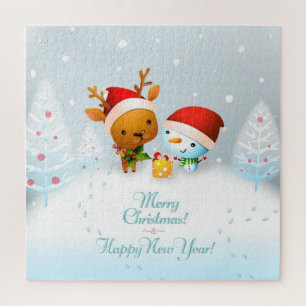 Niedlicher Weihnachtsbaum Rentier und Snowman Jigs