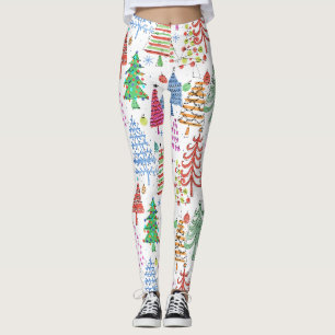 Niedlicher Weihnachtsbaum Rosa grünes blaues Must Leggings