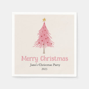 Niedlicher Weihnachtsbaum Rosa Party Serviette
