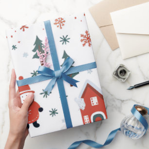 Niedlicher Weihnachtsbaum rot und weiß Geschenkpapier