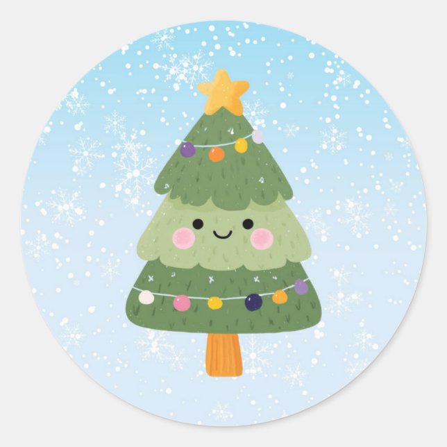 Niedlicher Weihnachtsbaum Runder Aufkleber (Vorderseite)