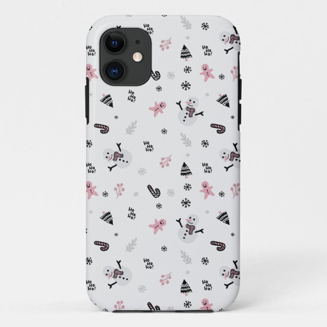 Niedlicher Weihnachtsbaum Snowman Candy Cane Patte Case-Mate iPhone Hülle (Rückseite)